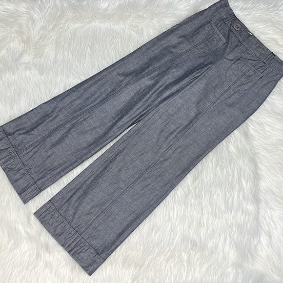 Anthropologie Elevenese 100% cotton blue wide pant Sz 2 - Picture 2 of 8